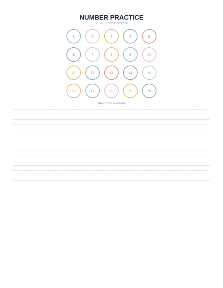 Number Tracing 1-20