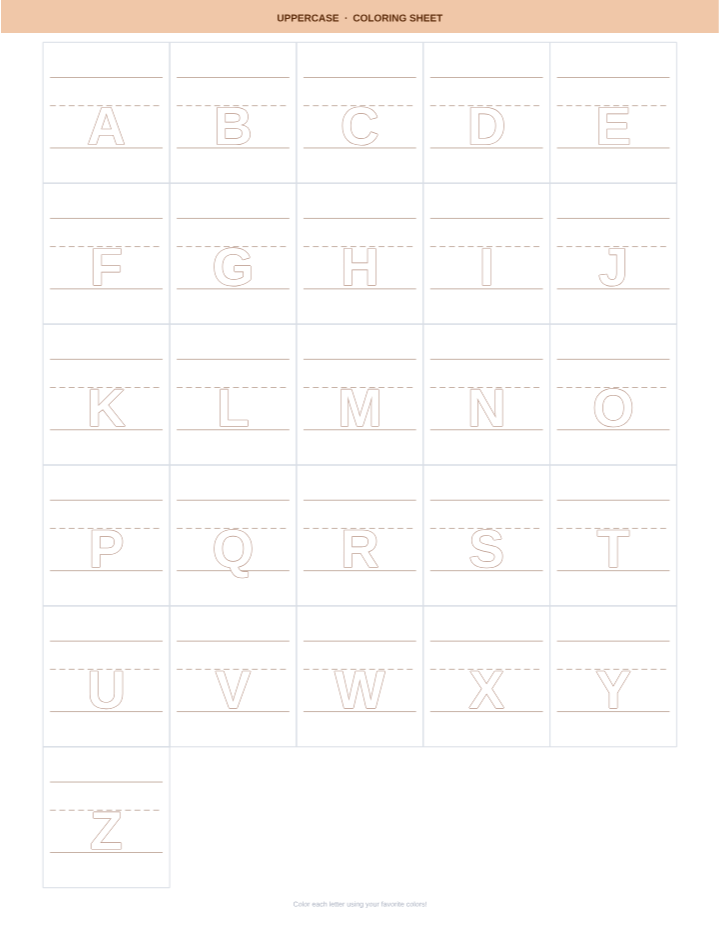 Uppercase Alphabet Coloring Sheet printable preview