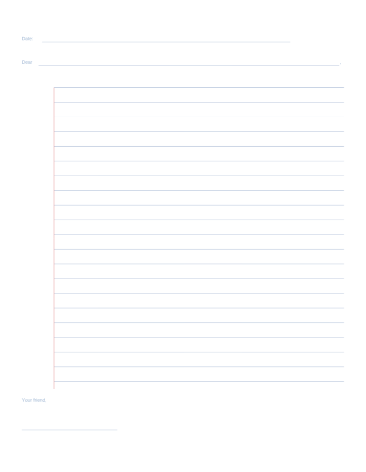 Friendly Letter Writing Paper (Printable) printable preview